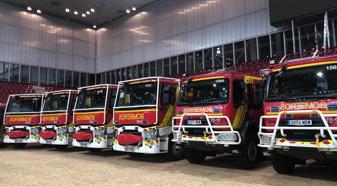 The seven light urban fire trucks, with Iturri bodywork mounted on the D 2.1 240.12 4x2 FPTL chassis, are fitted with Allison 2000™ Series transmissions and feature Renault Trucks double cabs in accordance with the EN 1846 standard. The two automatic ladder trucks, with Flomeyca bodywork mounted on the D 2.1 280.16 4x2 chassis, are equipped with Allison 3000 Series™ automatic transmissions. The 3500-millimeter wheelbase makes them the most compact vehicles in their class.The four heavy-duty wildland fire trucks, with Iturri bodywork mounted on the D 2.1 280.14 4x4 CCR chassis, are equipped with the Allison 3000R transmission with integrated output retarder for enhanced braking and reduced brake wear.