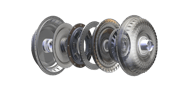 A graphic render of an expanded view of the Allison transmission torque converter.