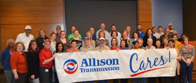 ATI employees group shot for Rise Against Hunger in Bob Clark Auditorium,