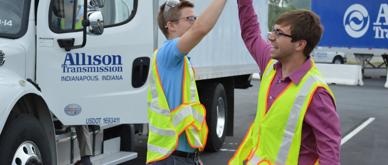 Allison crew members high-fiving