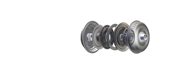 A graphic render of an expanded view of the Allison transmission torque converter.