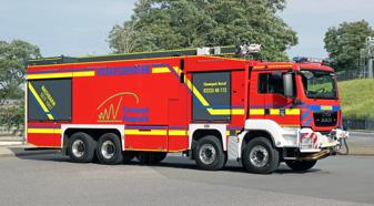 Chemiepark Knapsack’s MAN TGS red fire brigade truck with an Allison 4500 fully automatic transmission