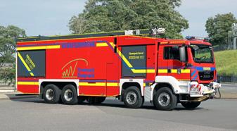 Chemiepark Knapsack’s MAN TGS red fire brigade truck with an Allison 4500 fully automatic transmission